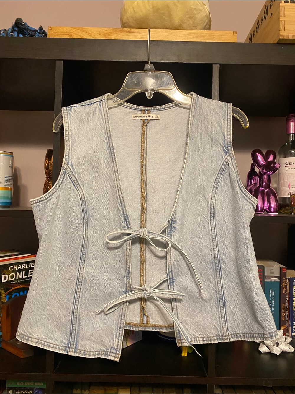 Abercrombie & Fitch Light Blue Denim Tie-Front Tank Vest